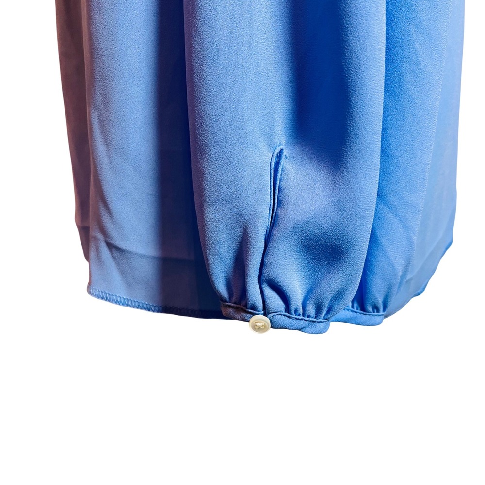 J. Crew Women Blue Long Sleeve Tie Back Gathered Neck Blouse Size 6 soft Classic - Picture 6 of 11